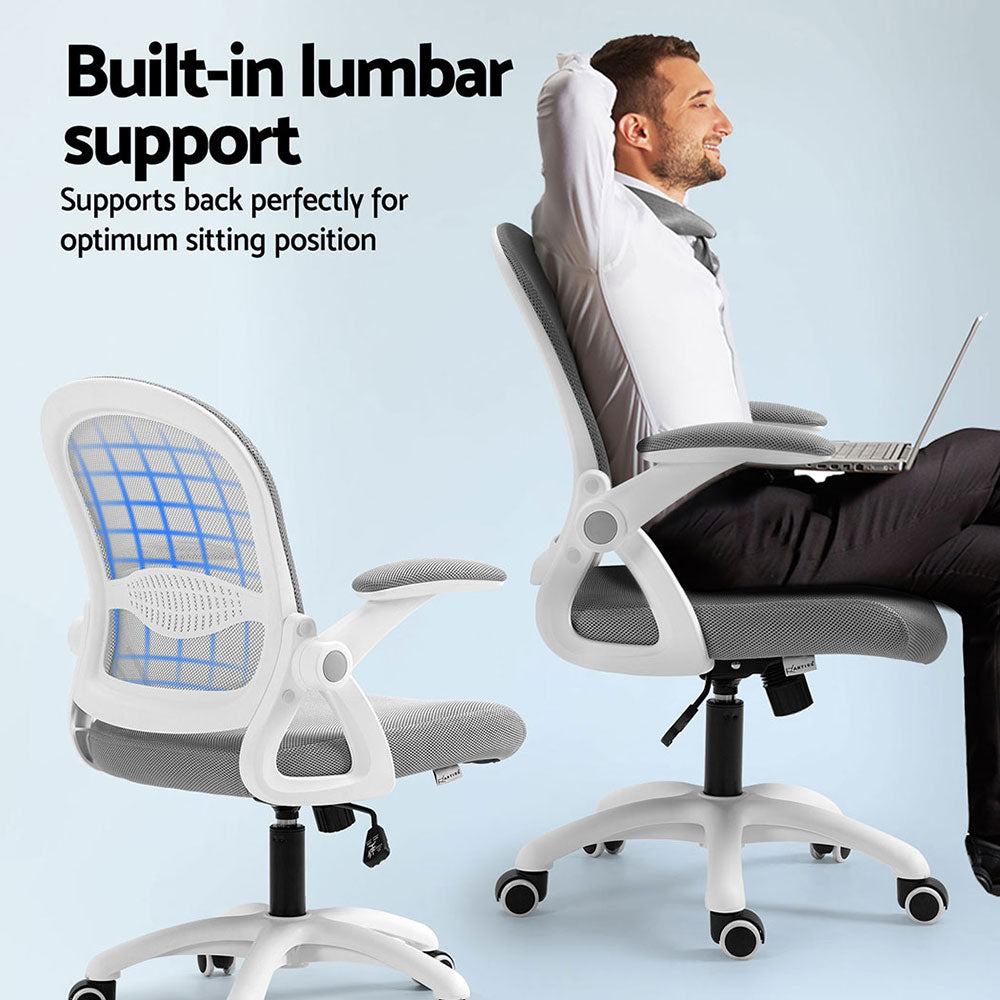 Artiss 2x Mesh Office Chair Computer Gaming Desk Chairs Work Study Mid Back Grey