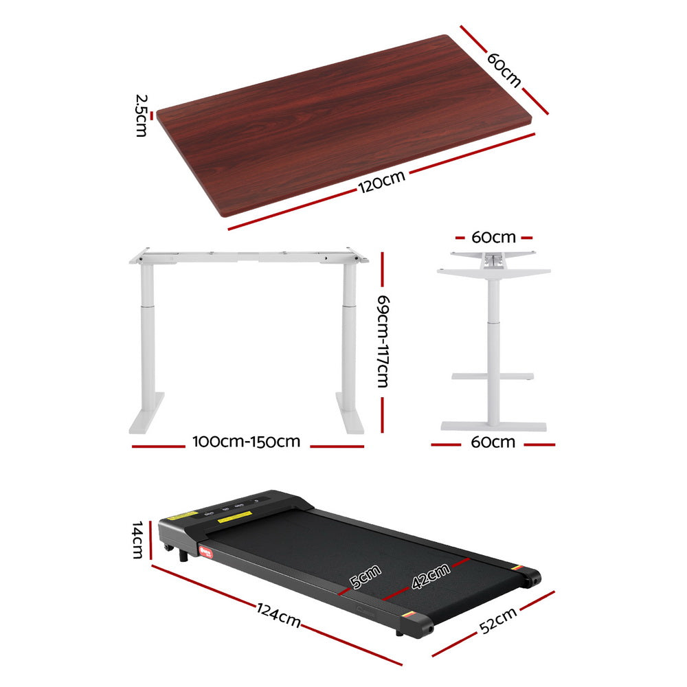 Artiss 400mm Treadmill Electric Walking Pad with 120cm Automatic Standing Desk